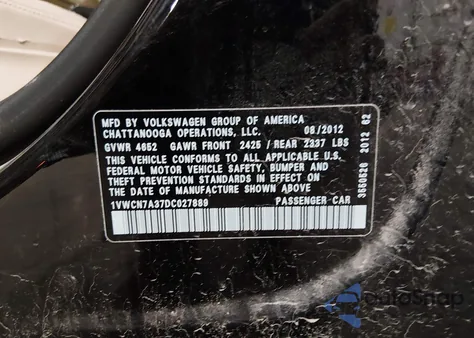 2013 Volkswagen Passat 2.0L Tdi Sel Premium z USA, uszkodzony, nr VIN 1VWCN7A37DC027889